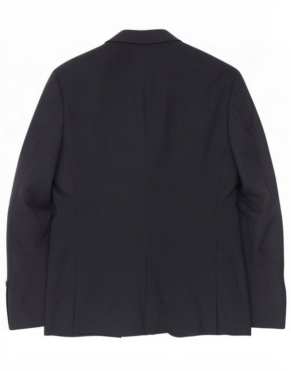 Zara Mens 2 Button Blazer Jacket EU 48 Medium Navy Blue Houndstooth