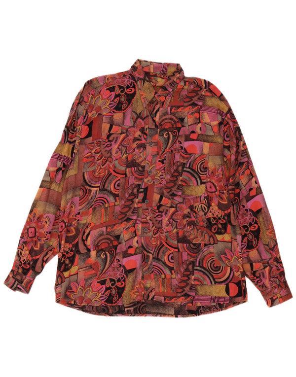 Vintage Mens Shirt Size 41/42 Large Multicoloured Floral Viscose