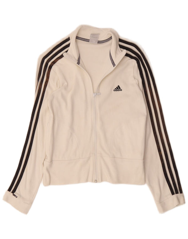 Adidas Womens Tracksuit Top Jacket UK 12 Medium White Cotton