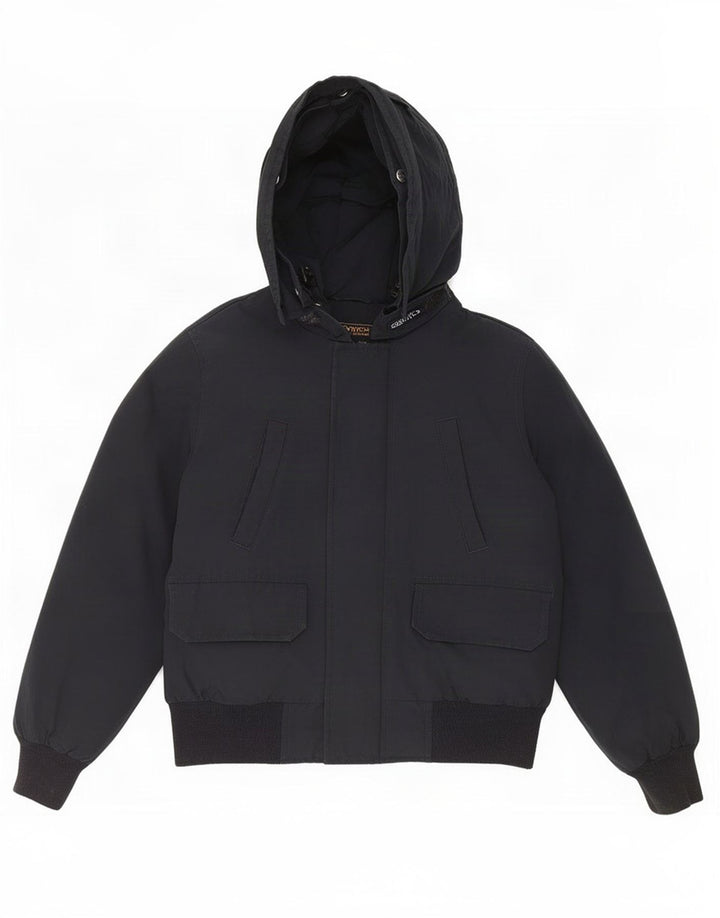 Woolrich Boys Hooded Padded Jacket 9-10 Years Black Cotton
