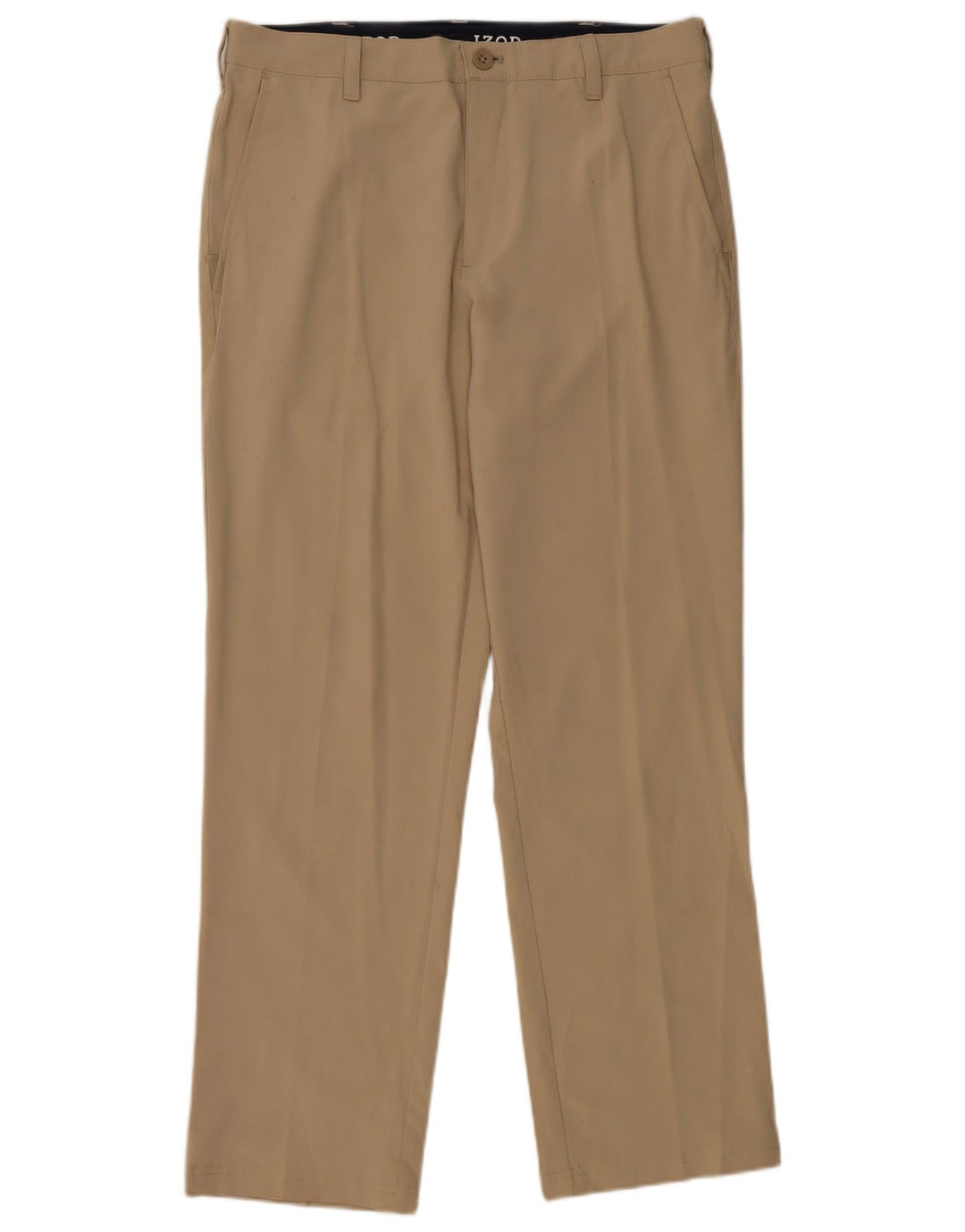 Izod Womens Straight Chino Trousers W32 L30 Beige Polyester