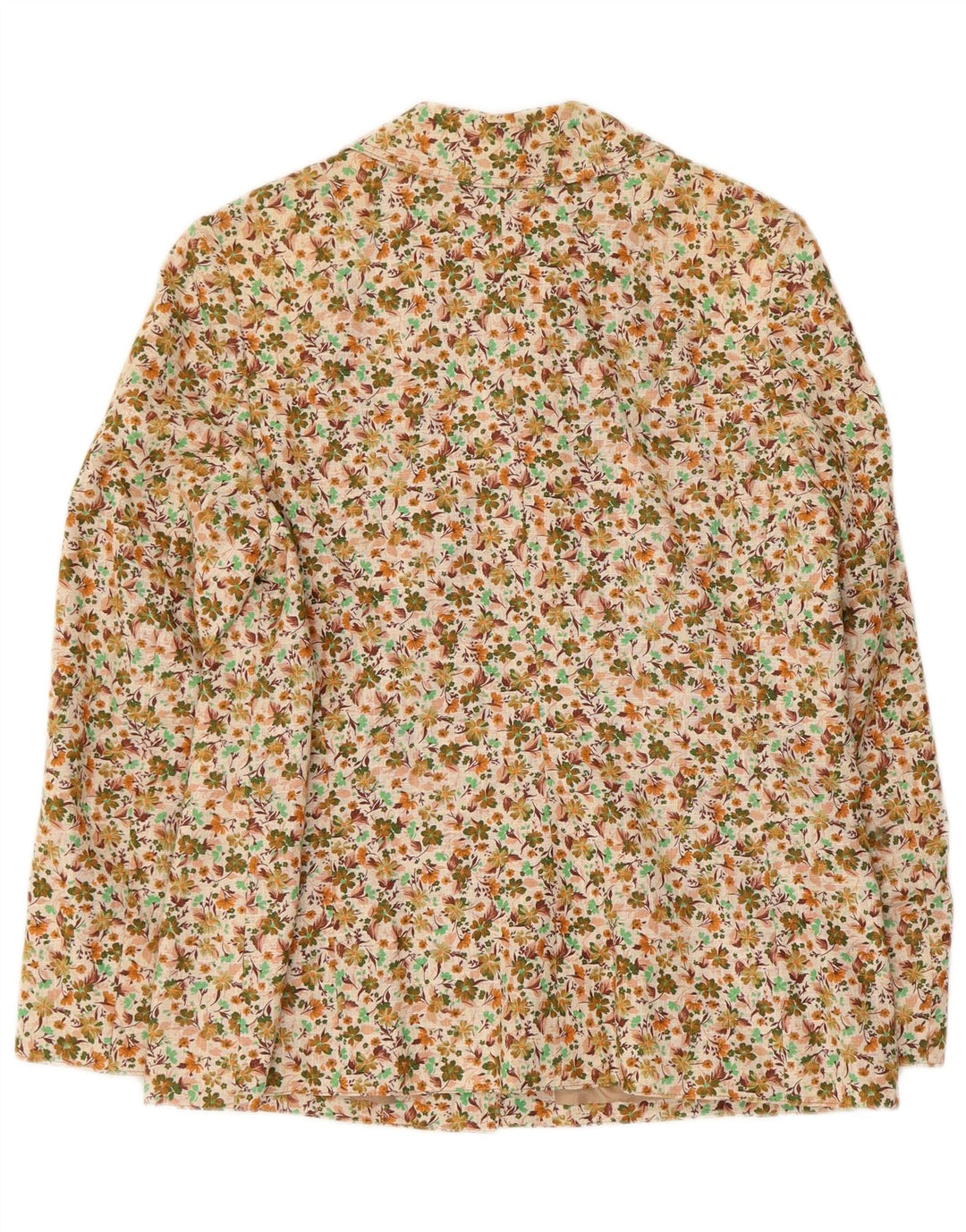 Vintage Womens 5 Button Blazer Jacket UK 12 Medium Beige Floral