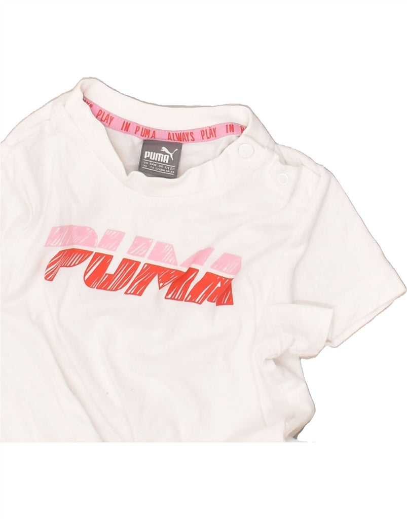 PUMA Baby Girls Graphic T-Shirt Top 12-18 Months White Cotton | Vintage Puma | Thrift | Second-Hand Puma | Used Clothing | Messina Hembry 