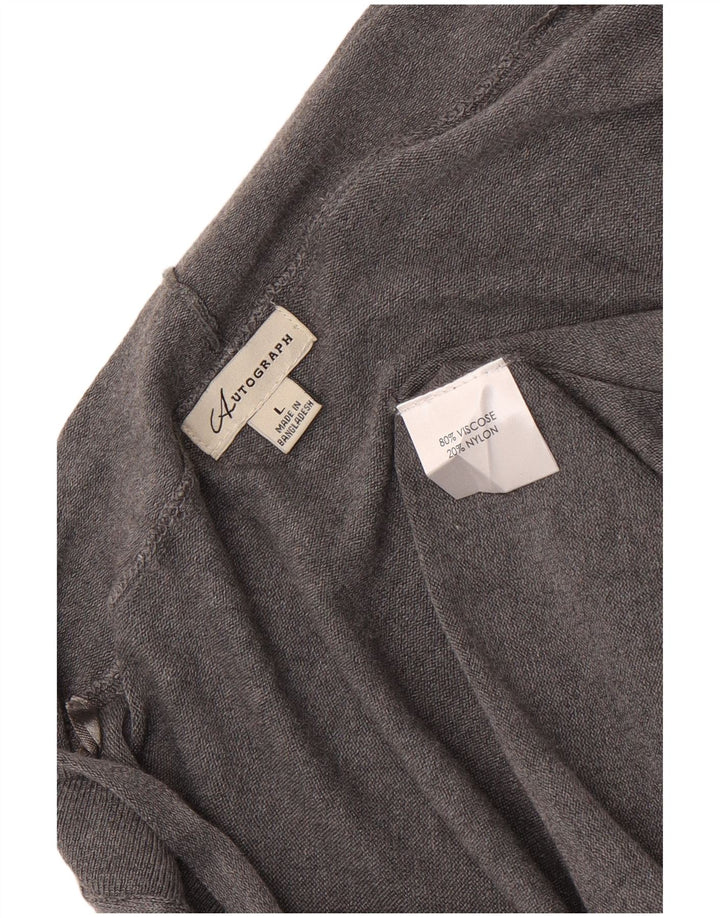 Marks & Spencer Womens Autograph Longline Cardigan Sweater UK 16 Large Grey