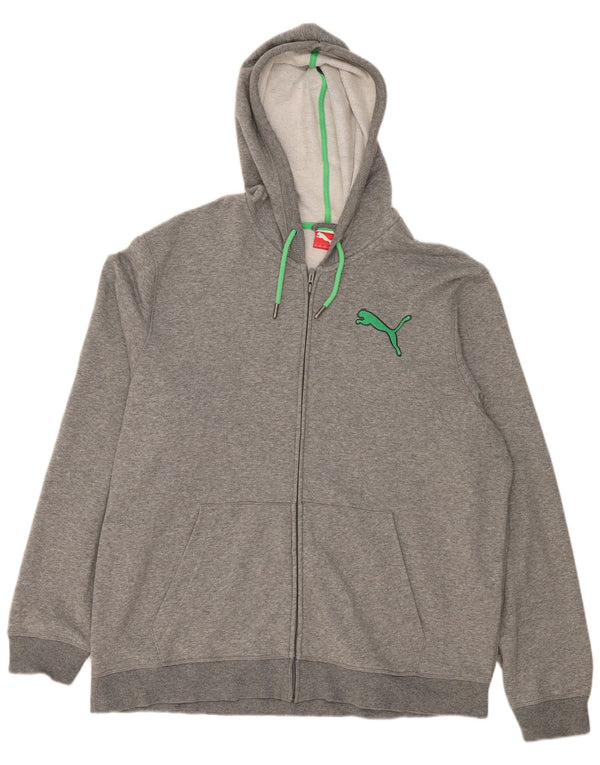 Puma Mens Zip Hoodie Sweater 2XL Grey Flecked Cotton