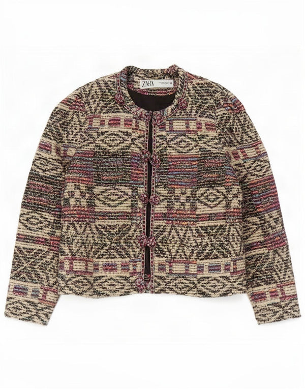 Zara Womens Oversized Blazer Jacket UK 10 Small Multicoloured Geometric