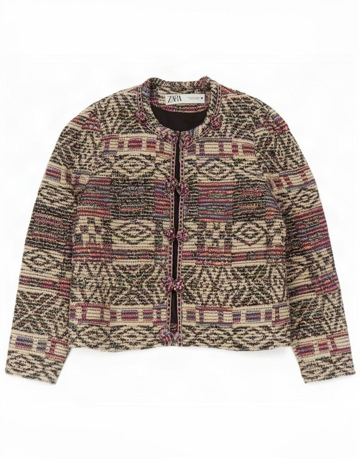 Zara Womens Oversized Blazer Jacket UK 10 Small Multicoloured Geometric