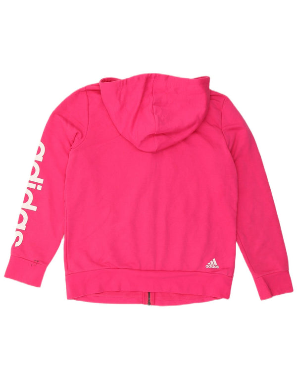 Adidas Womens Graphic Zip Hoodie Sweater UK 20/22 XL Pink Cotton