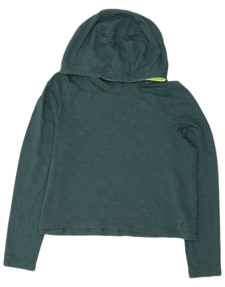 UNDER ARMOUR Womens Crop Hoodie Jumper UK 14 Medium Green