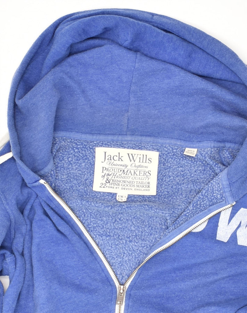 JACK WILLS Womens Loose Fit Graphic Zip Hoodie Sweater UK 8 Small  Blue | Vintage Jack Wills | Thrift | Second-Hand Jack Wills | Used Clothing | Messina Hembry 