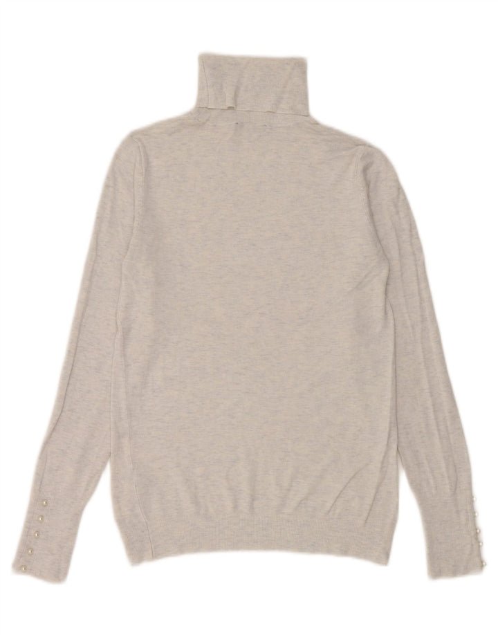 Zara Womens Roll Neck Jumper Sweater UK 12 Medium White Flecked Viscose