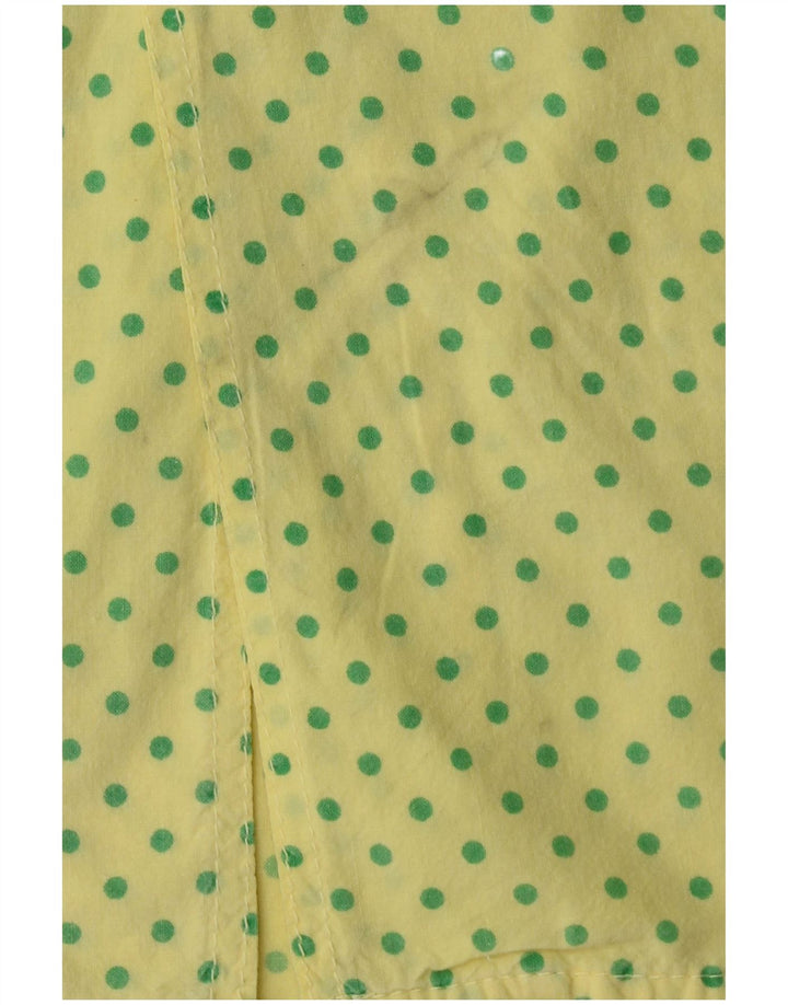 SASCH Mens Short Sleeve Shirt Large Yellow Polka Dot Cotton