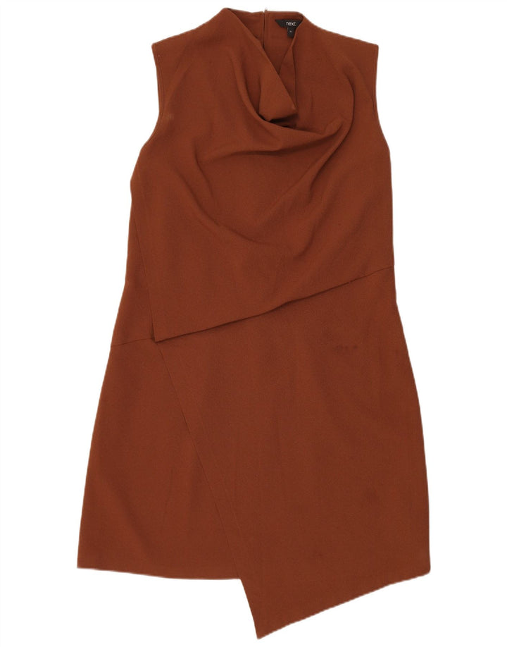 Next Womens Sleeveless Sheath Dress UK 16 Large Brown Polyester