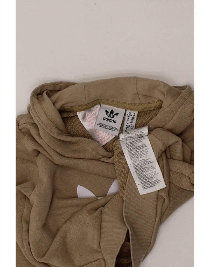ADIDAS Baby Girls Graphic Hoodie Jumper 18-24 Months Beige Cotton