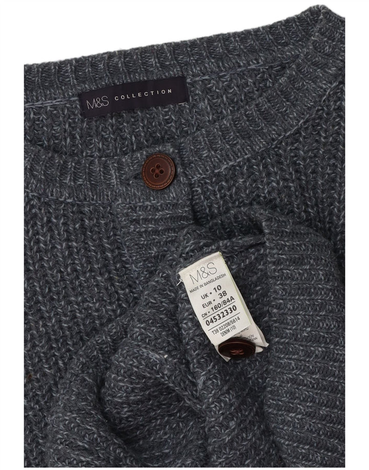 Marks & Spencer Womens Cardigan Sweater UK 10 Small Grey Flecked Acrylic