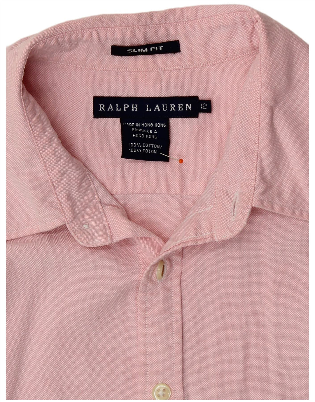 Ralph Lauren Womens Slim Fit Shirt US 12 Large Pink Cotton