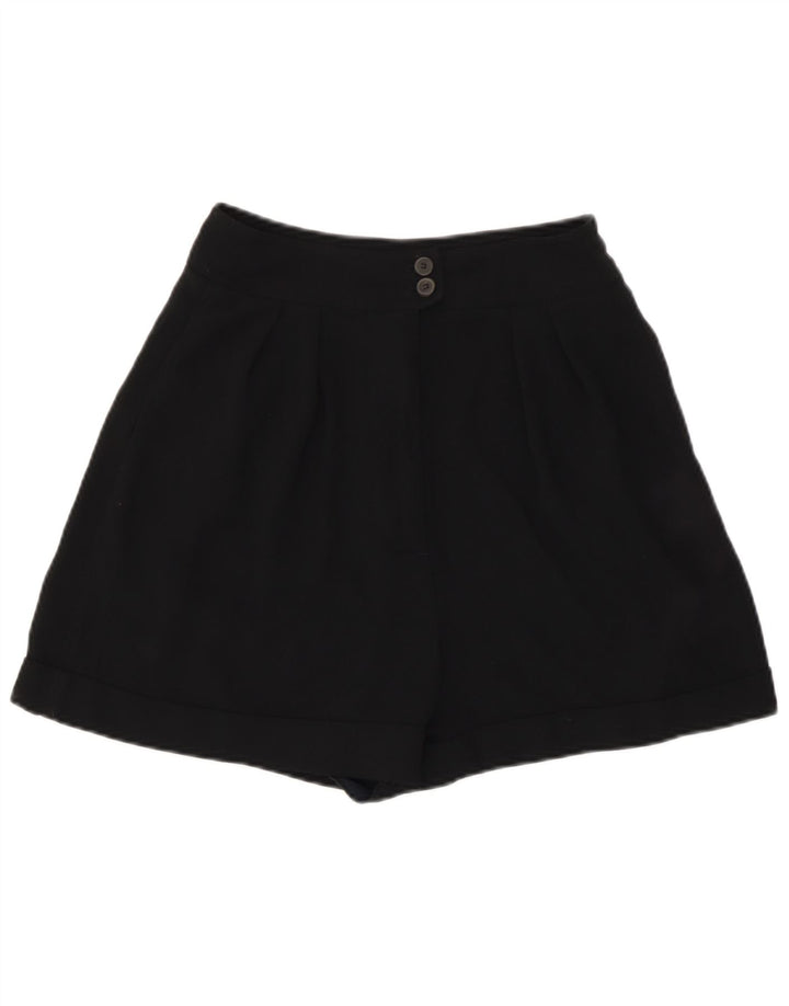 Zara Womens High Waist Pegged Casual Shorts Small W26  Black Polyester