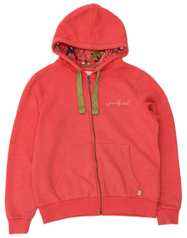 Weird Fish Womens Hooded Hoodie Jumper UK 14 Large Pink Cotton