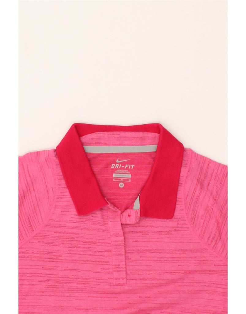 NIKE Womens Dri Fit Polo Shirt UK 12 Medium Pink Flecked | Vintage Nike | Thrift | Second-Hand Nike | Used Clothing | Messina Hembry 