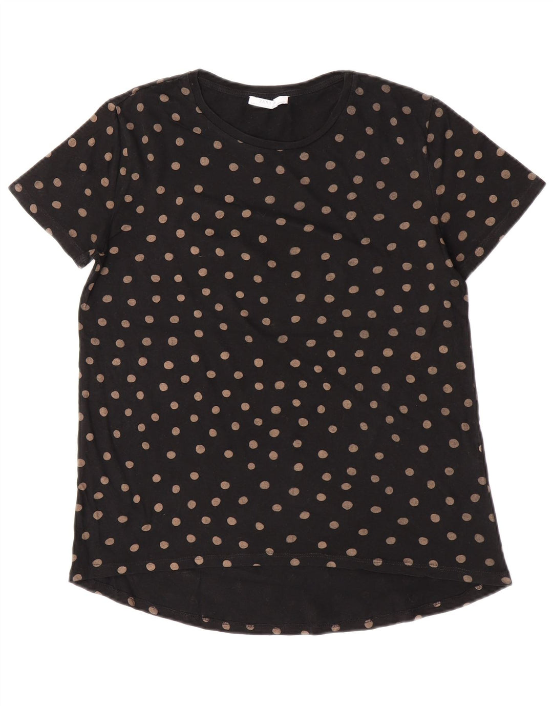 Zara Womens T-Shirt Top UK 10 Small Black Polka Dot