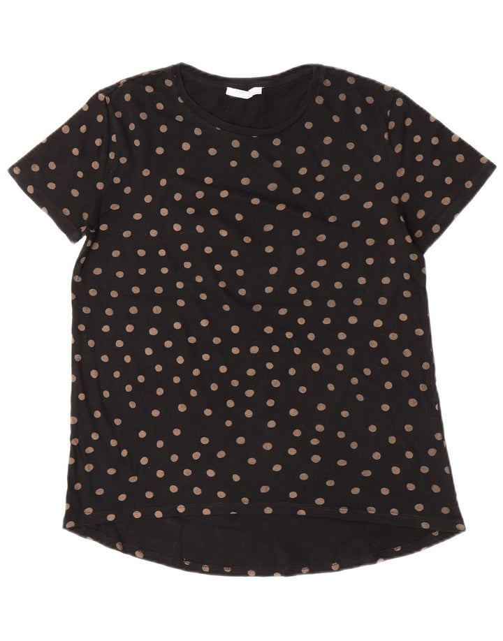 Zara Womens T-Shirt Top UK 10 Small Black Polka Dot