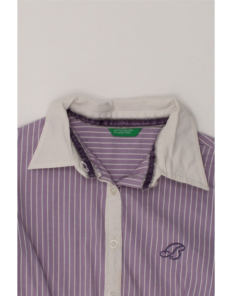 BENETTON Girls Shirt 5-6 Years Small  Purple Striped Cotton | Vintage Benetton | Thrift | Second-Hand Benetton | Used Clothing | Messina Hembry 