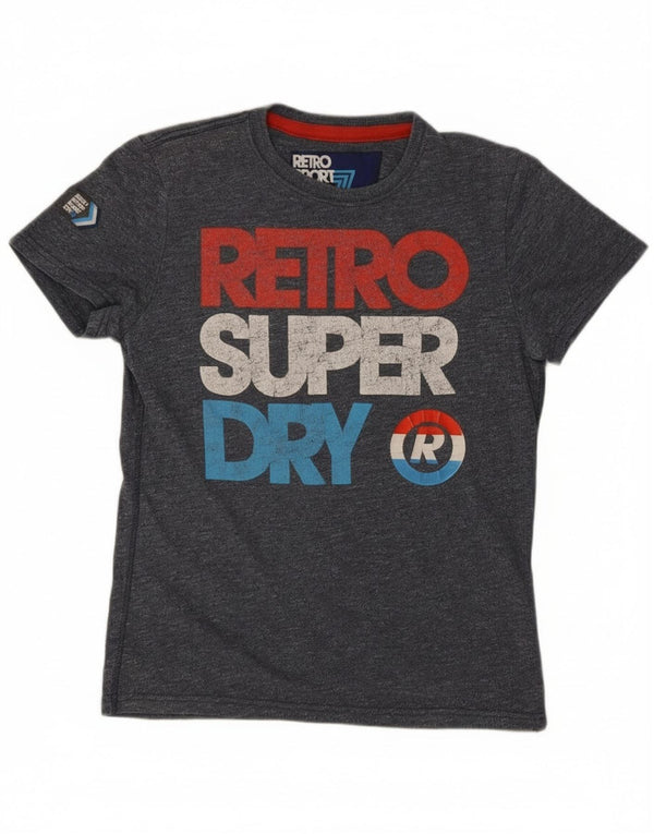 Superdry Mens Graphic T-Shirt Top Medium Navy Blue Flecked Cotton