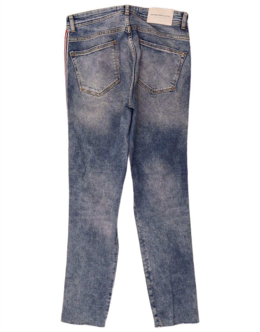 Zara Mens Distressed Slim Jeans EU 38 Small W30 L28 Blue Colourblock