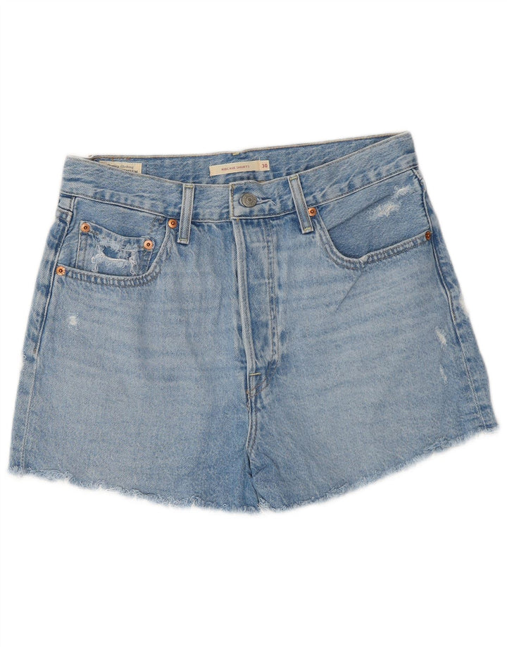 Levi's Womens Ribcage High Waist Denim Shorts W30 Medium Blue Cotton
