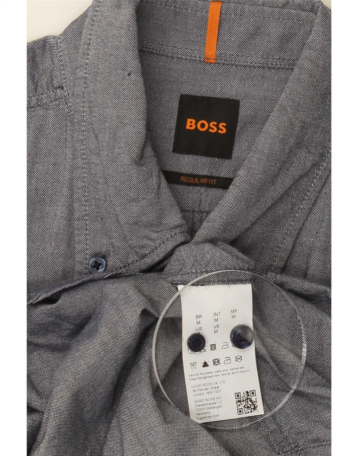 Hugo Boss Mens Regular Fit Shirt Medium Blue Cotton