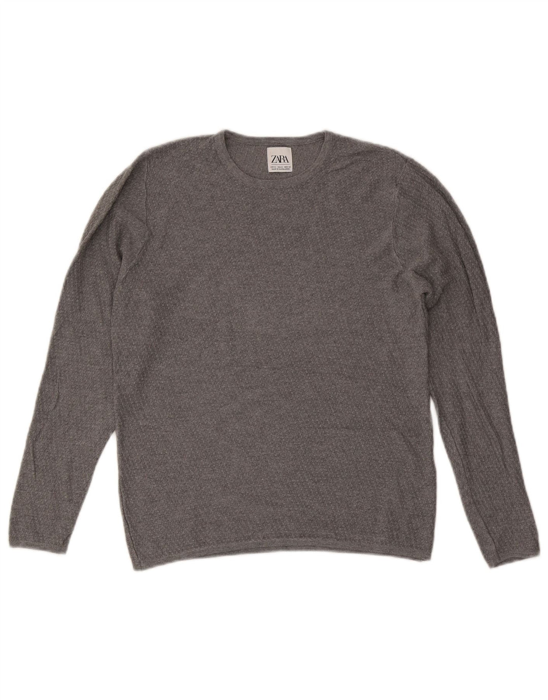 Zara Mens Crew Neck Jumper Sweater Medium Grey