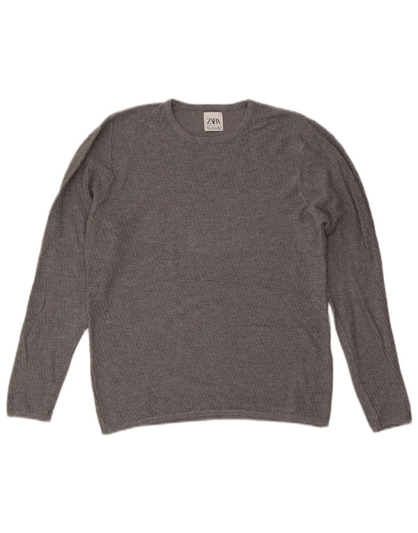 Zara Mens Crew Neck Jumper Sweater Medium Grey
