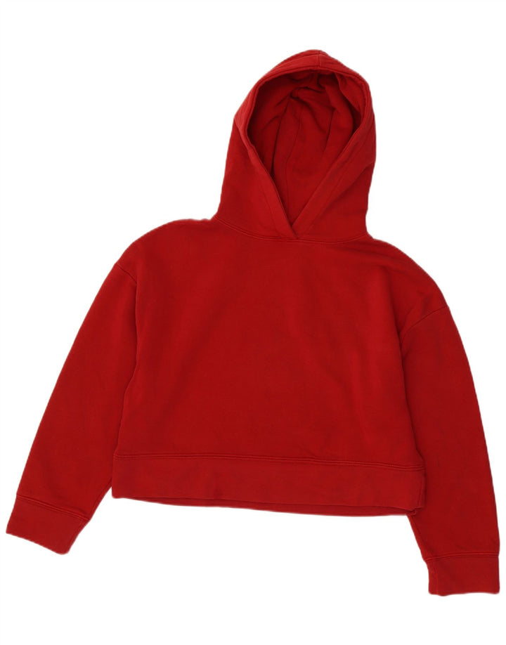 ZARA Womens Crop Hoodie Jumper UK 14 Medium Red Cotton
