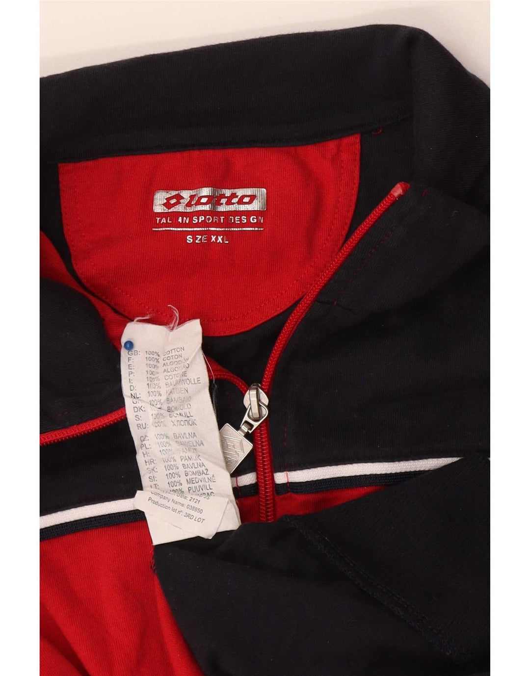 Lotto Mens Tracksuit Top Jacket 2XL Red Colourblock Cotton