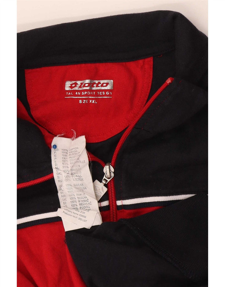 Lotto Mens Tracksuit Top Jacket 2XL Red Colourblock Cotton