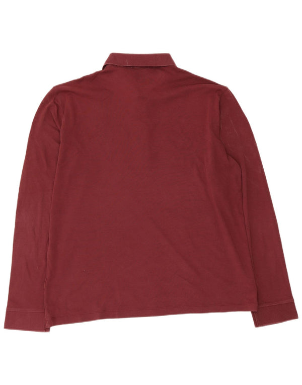 Hugo Boss Mens Long Sleeve Regular Fit Polo Shirt XL Burgundy Cotton