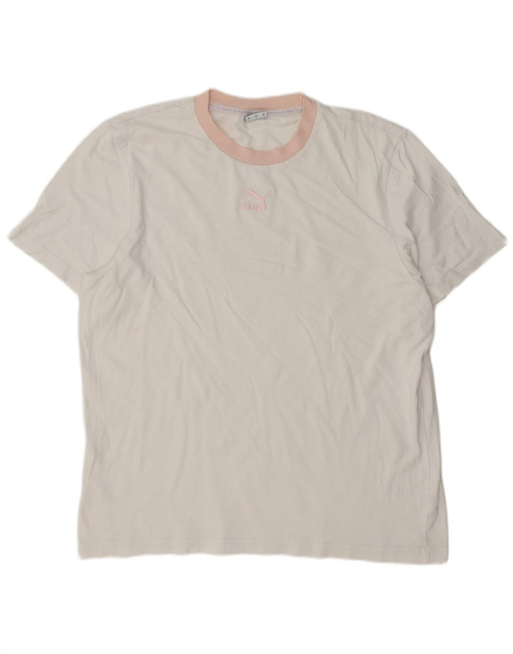 PUMA Mens T-Shirt Top Large White Cotton
