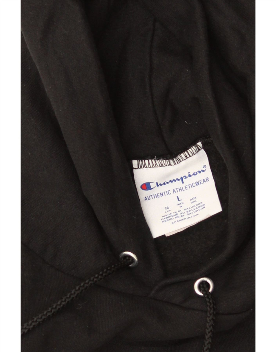 CHAMPION Mens Hoodie Jumper Large Black Cotton