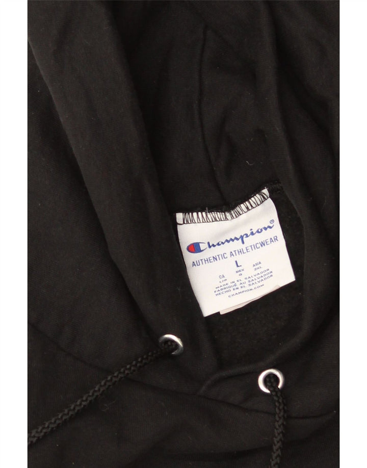 CHAMPION Mens Hoodie Jumper Large Black Cotton