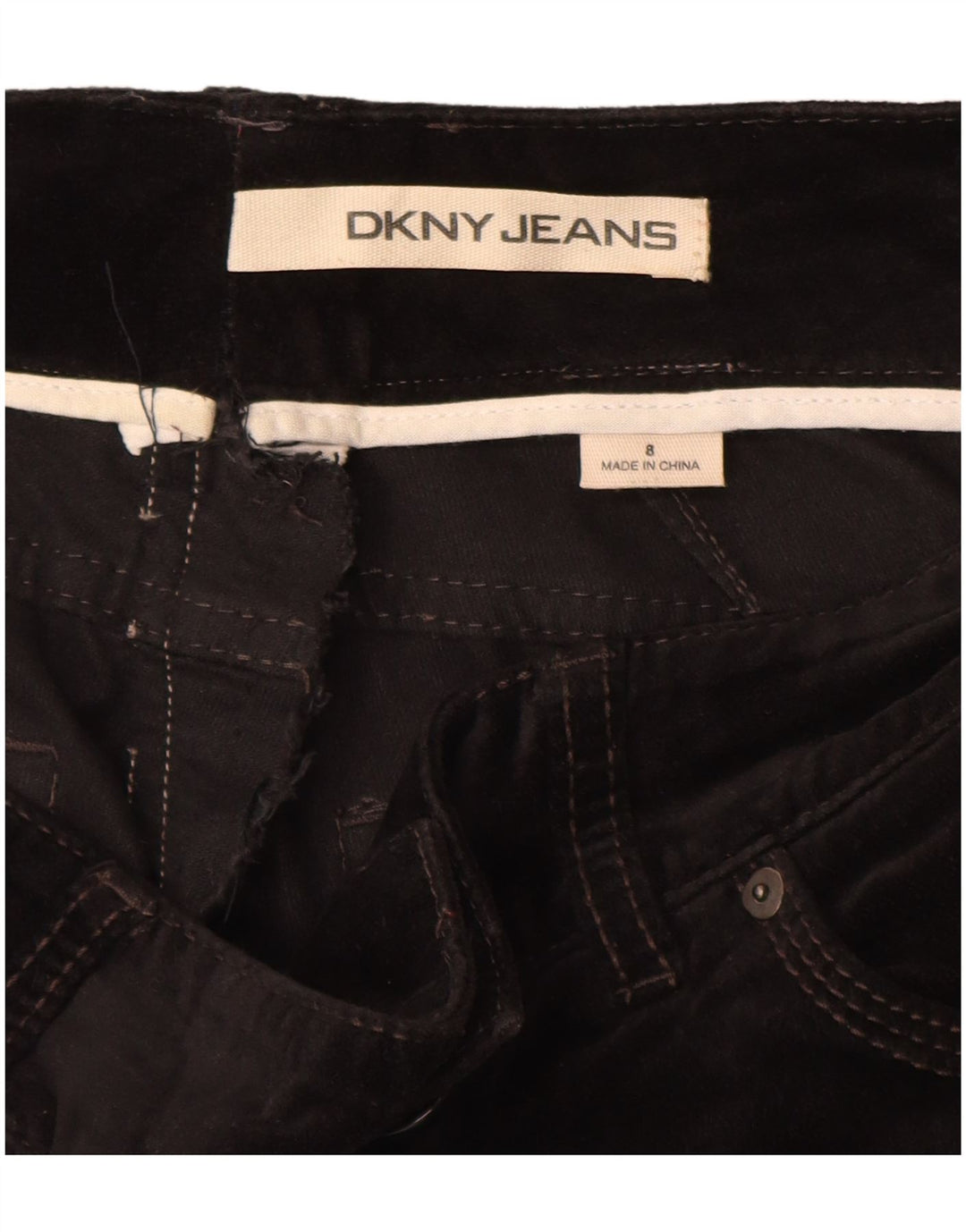 DKNY Womens Straight Velvet Casual Trousers US 8 Medium W30 L33 Black