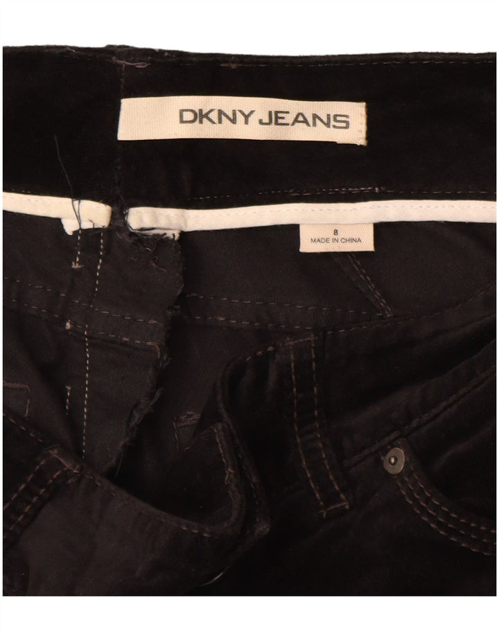 DKNY Womens Straight Velvet Casual Trousers US 8 Medium W30 L33 Black