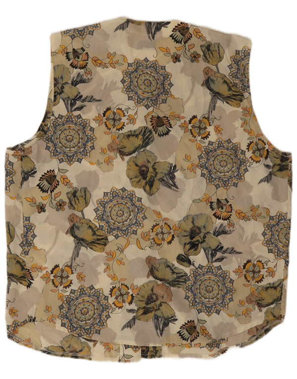 Giulia Galanti Womens Sleeveless Shirt Blouse UK 18 XL Beige Floral