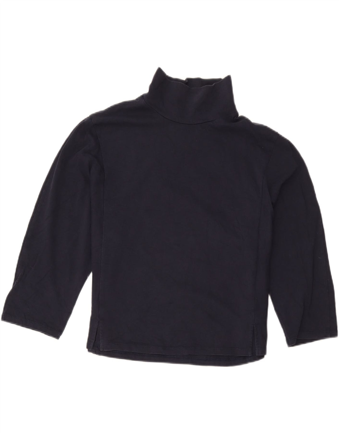 Marks & Spencer Womens Top 3/4 Sleeve UK 12 Medium Navy Blue Cotton