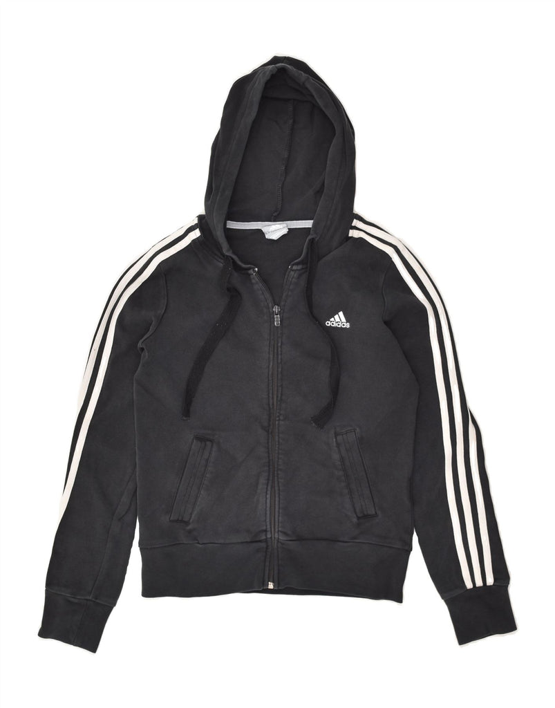 ADIDAS Womens Zip Hoodie Sweater UK 10 Small  Black Cotton | Vintage Adidas | Thrift | Second-Hand Adidas | Used Clothing | Messina Hembry 