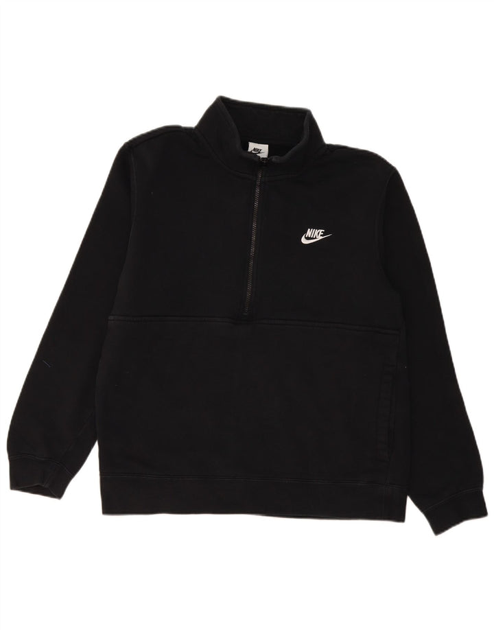 Nike Mens Zip Neck Sweatshirt Jumper Medium Black Cotton