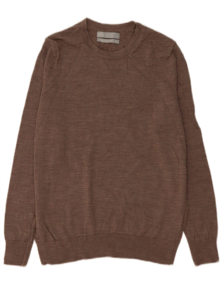 Marks & Spencer Womens Crew Neck Jumper Sweater UK 14 Medium Brown Flecked