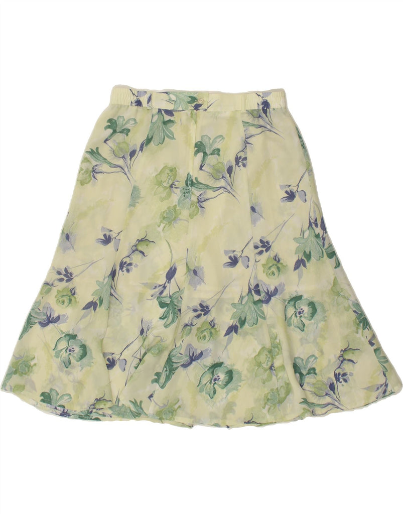 VINTAGE Womens A-Line Skirt IT 46 Large W30 Green Floral Polyester Vintage Vintage and Second-Hand Vintage from Messina Hembry 