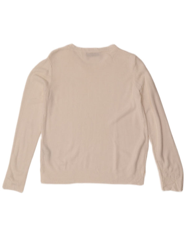 Marks & Spencer Womens Boat Neck Jumper Sweater UK 14 Medium White Acrylic