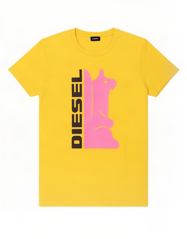 Diesel Mens Graphic T-Shirt Top Small Yellow