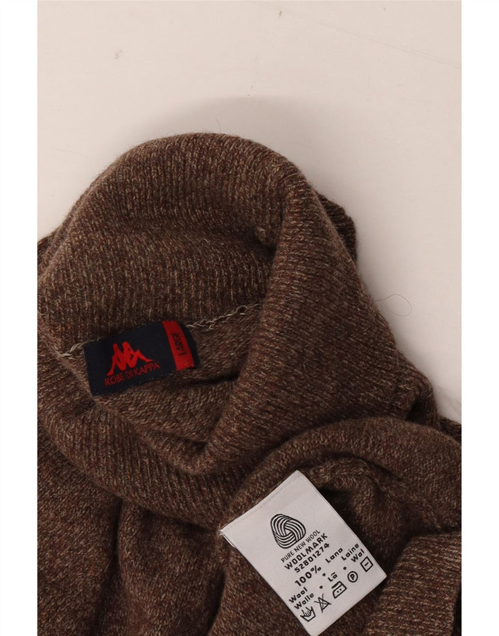 Kappa Mens Roll Neck Jumper Sweater Large Brown Flecked Wool